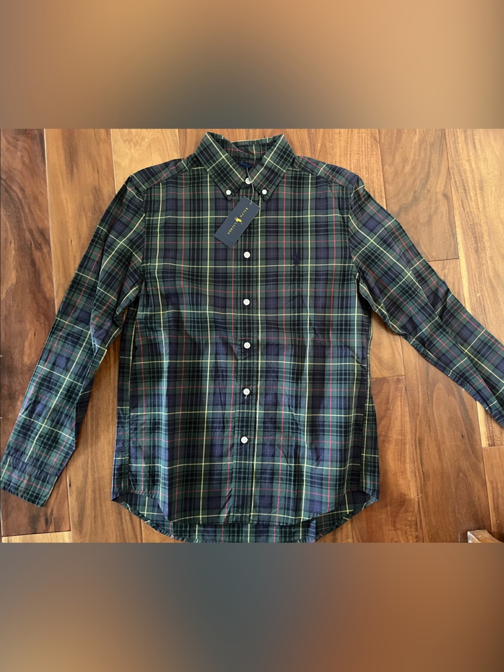 Polo by Ralph Lauren Dark Green & Navy Plaid Button-Down Shirt boys 14-16